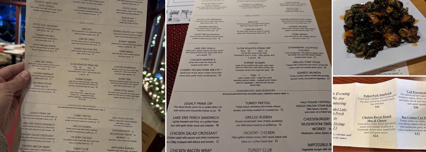 Legacy Restaurant & Grille Menu