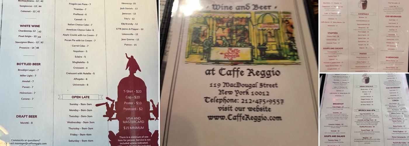 Caffe Reggio Menu