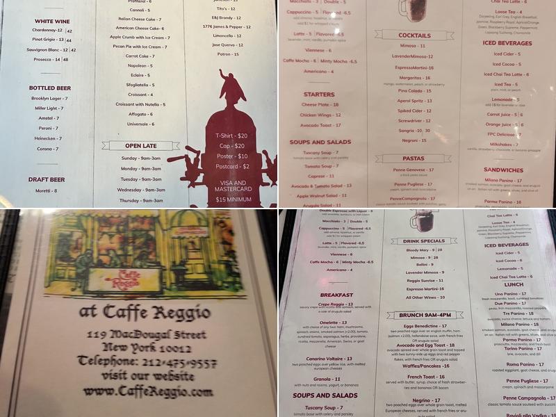 Caffe Reggio Menu