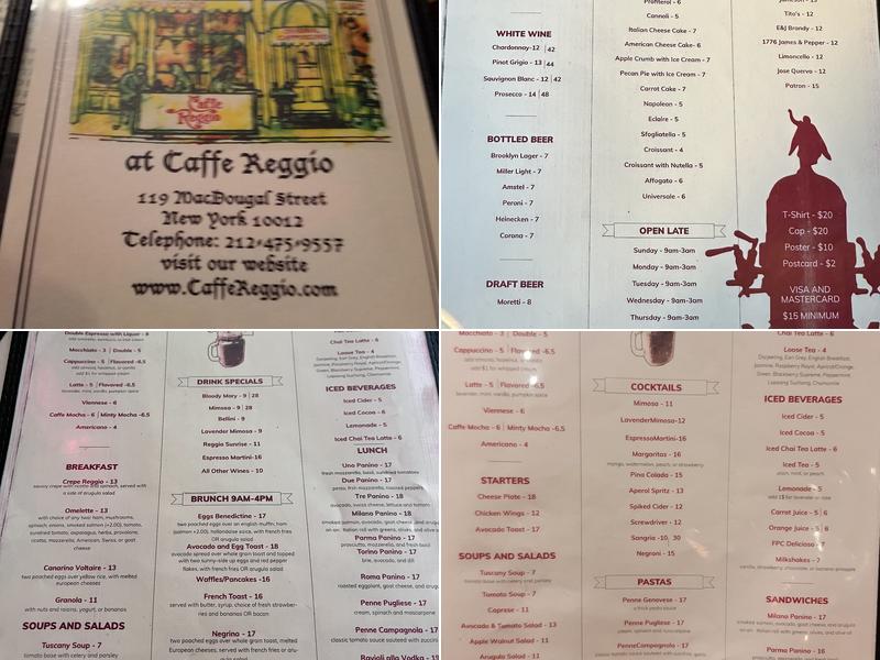 Caffe Reggio Menu
