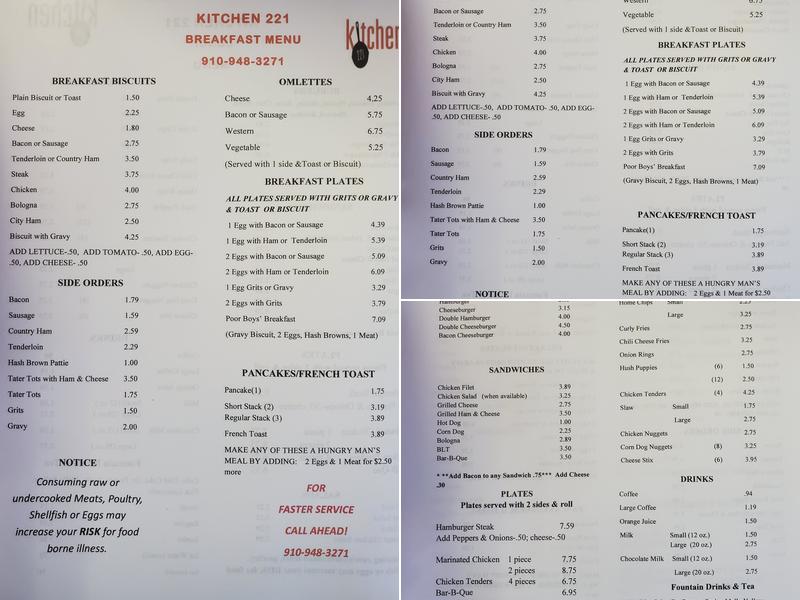 Kitchen221 Menu