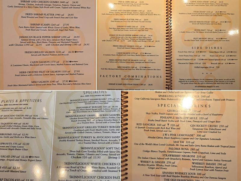 The Cheesecake Factory Menu