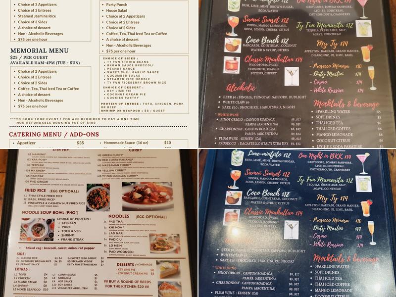 Ty Fun Thai Bistro Menu