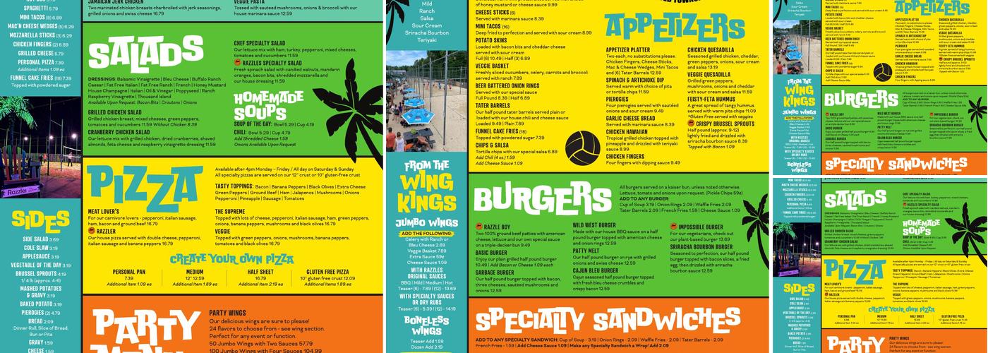 Razzles Menu