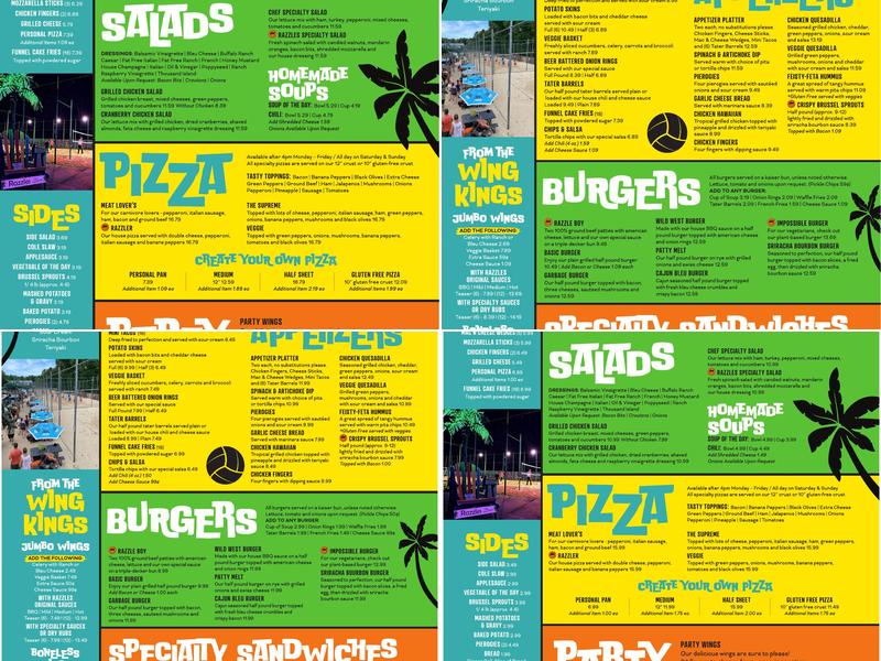 Razzles Menu