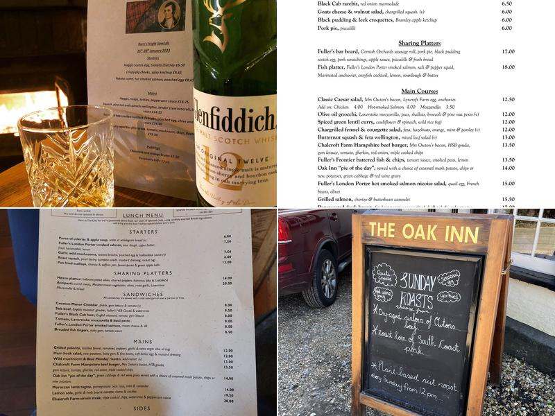 The Oak Inn, Lyndhurst Menu