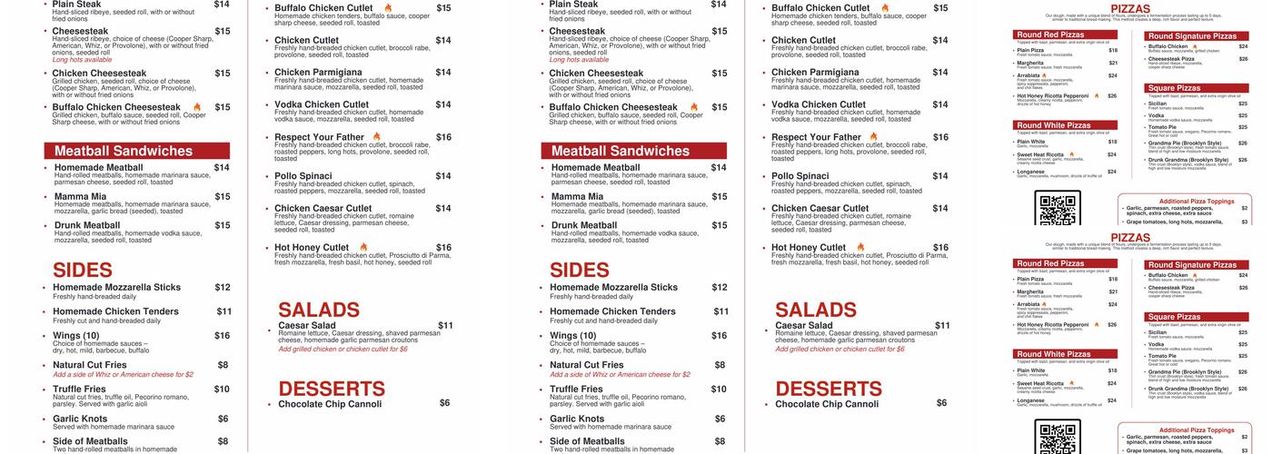 Berardi Brothers Pizza Menu