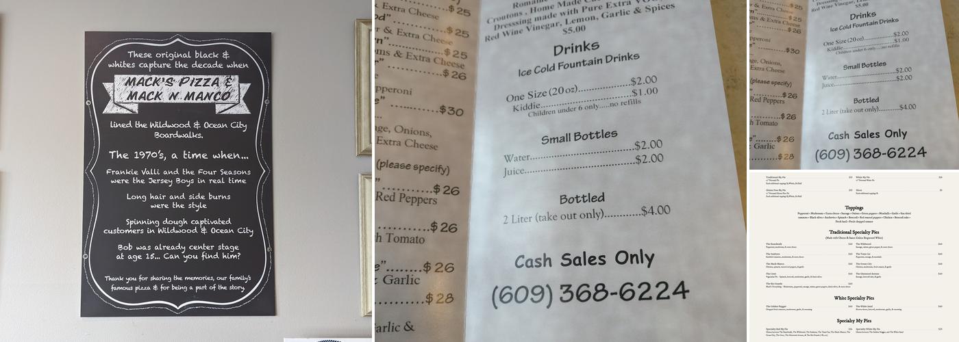 Mack's Pizza of Stone Harbor Menu