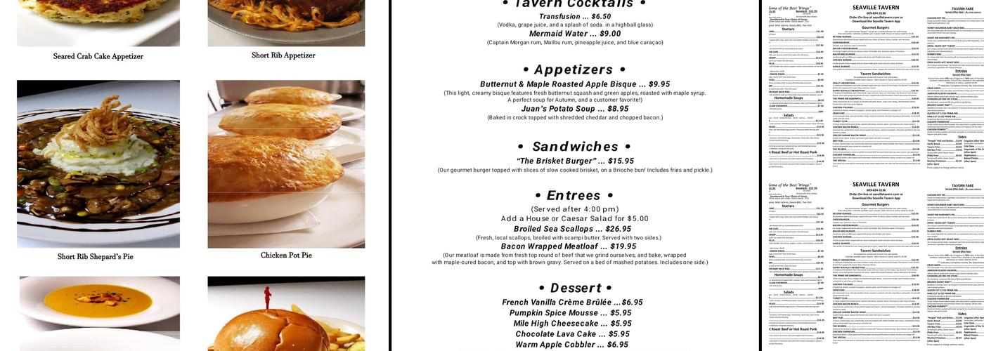 Seaville Tavern Menu
