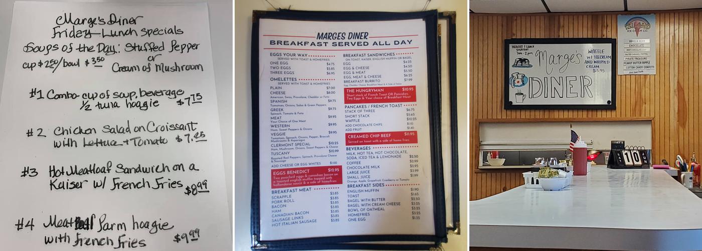 Marge's Diner Menu