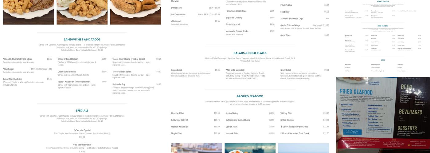 Harbor Inn Seafood Charlotte Menu