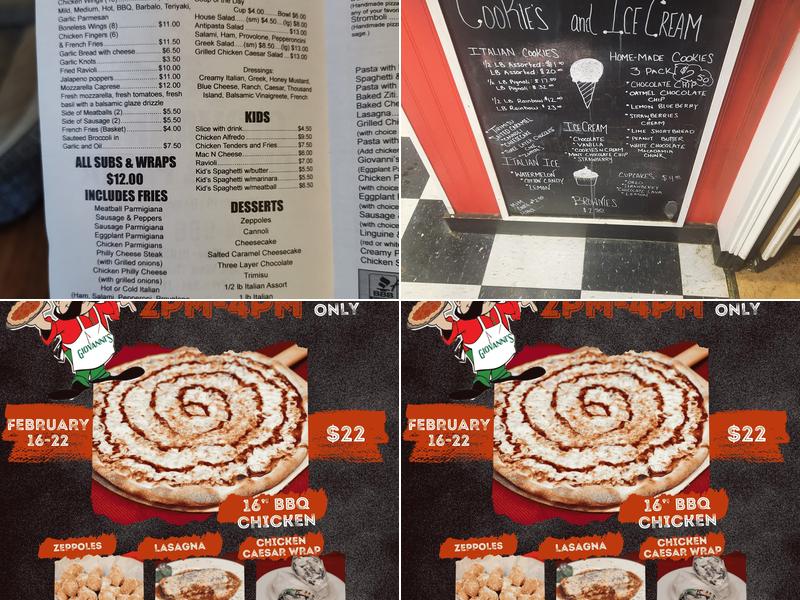 Giovanni's Pizza and Pasta Menu