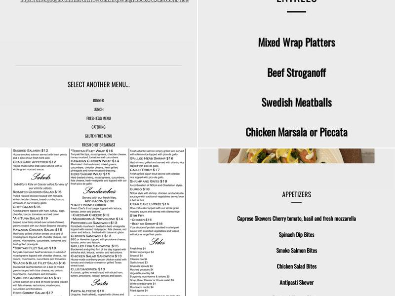 Fresh Chef Kitchen Menu