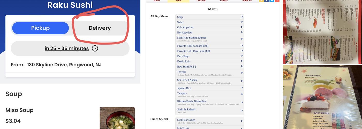 Raku Sushi Menu