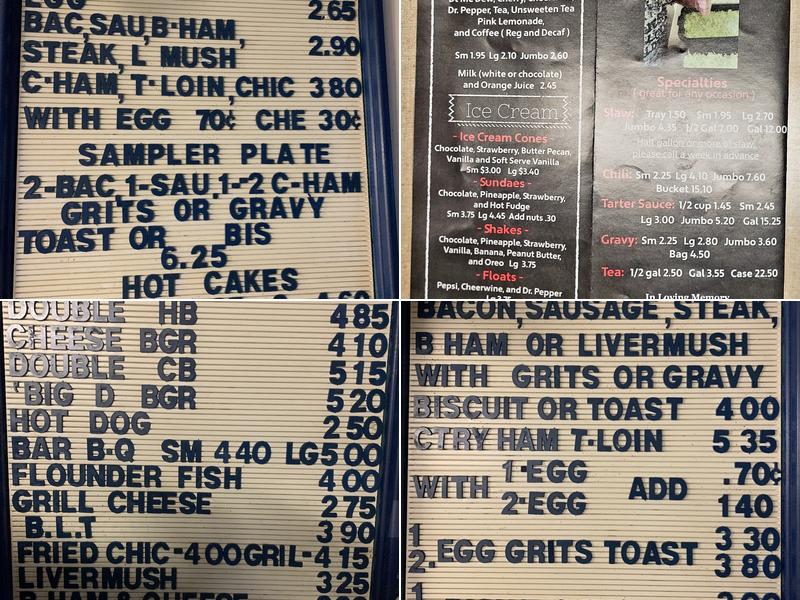 Dairy Bar Menu