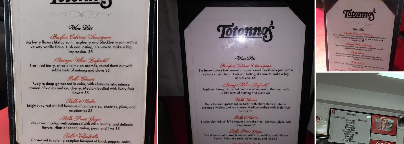 Totonno's Menu