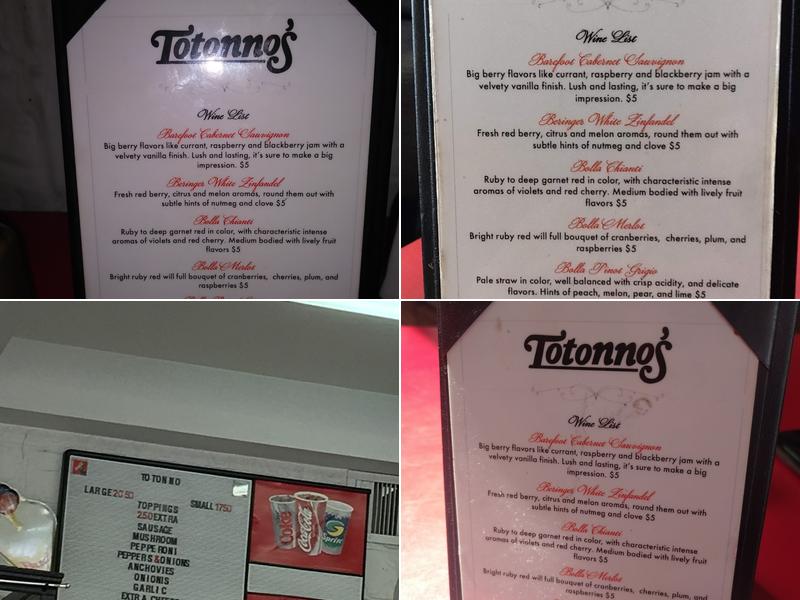 Totonno's Menu