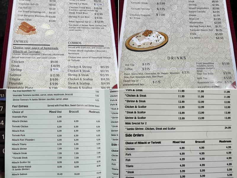 Nikki Japanese Restaurant Menu