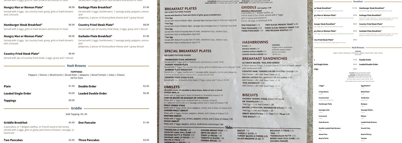 Coffee House Diner Menu