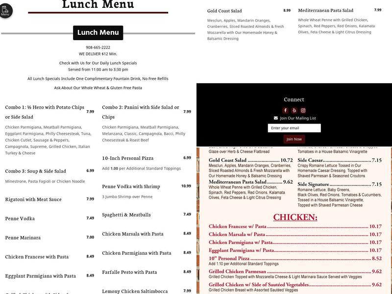 Bacci Brick Oven & Italian Grill Menu