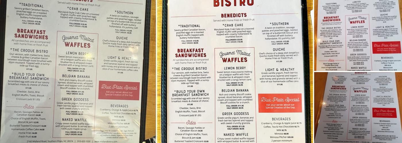 Midland Bistro Menu