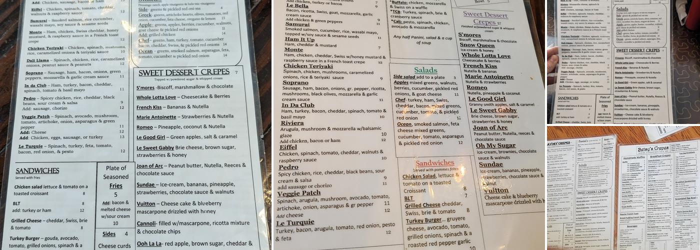 Betsy's Crepes Menu