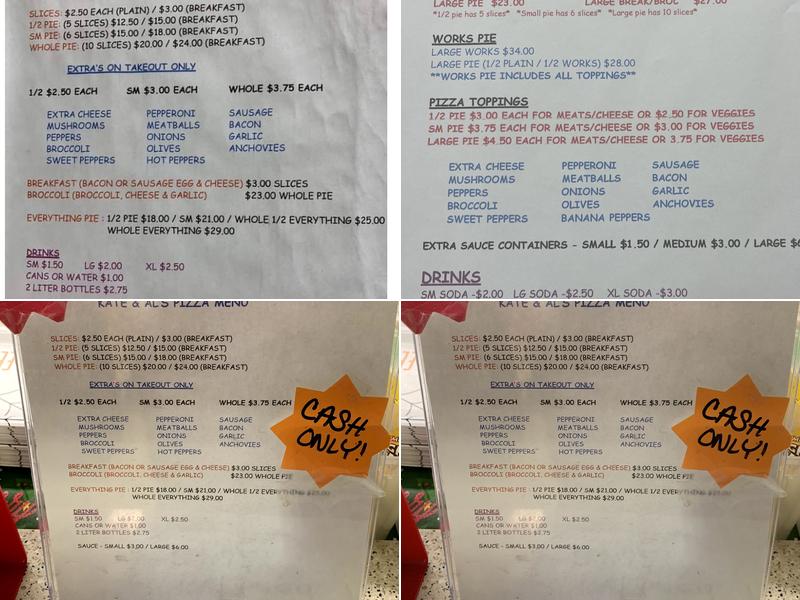 Kate & Al's Pizza Menu