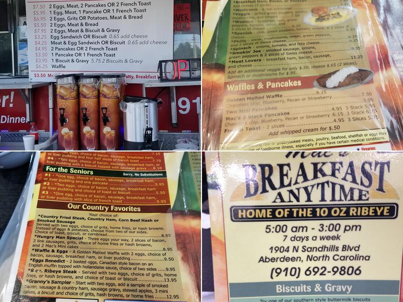 Mac's Breakfast Anytime Menu