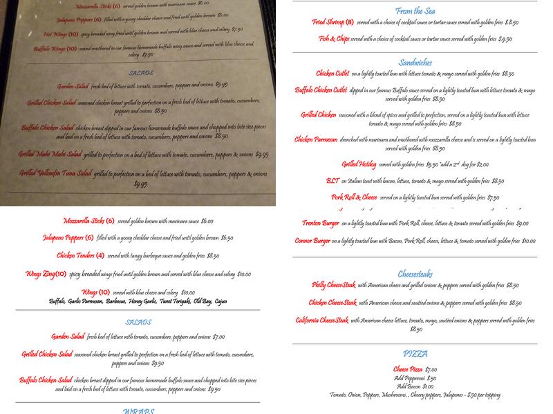 McCormick's Pub Menu