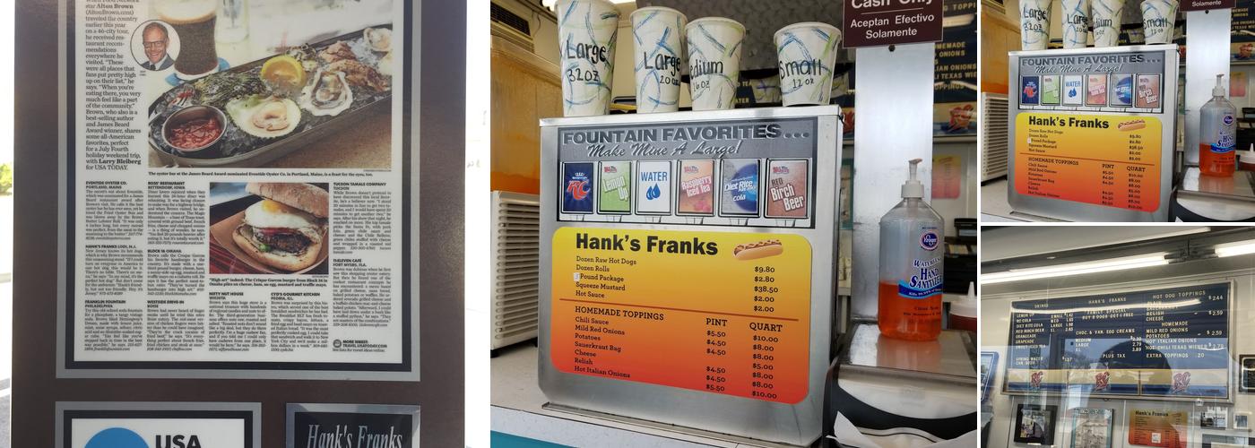 Hank's Franks Menu