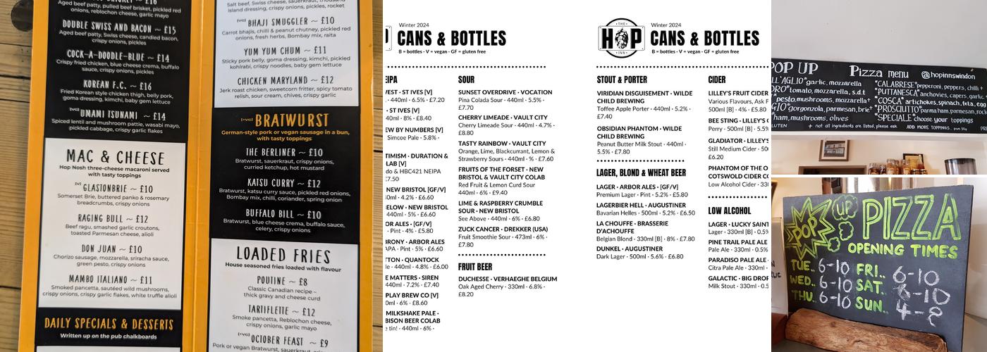 The Hop Inn Menu