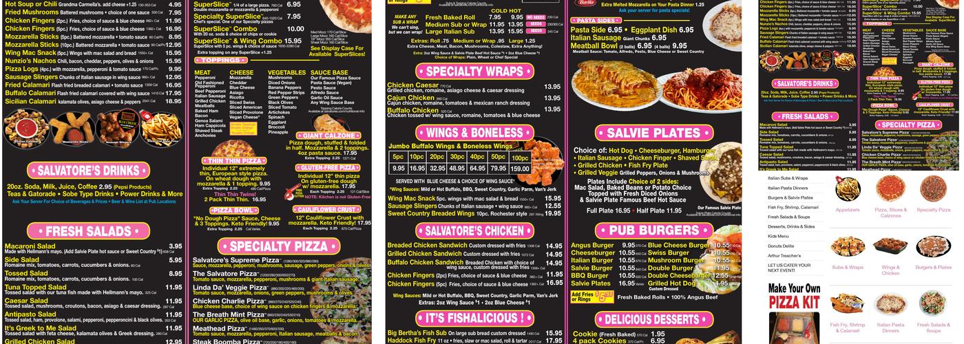 Salvatore's Old Fashioned Pizzeria Menu