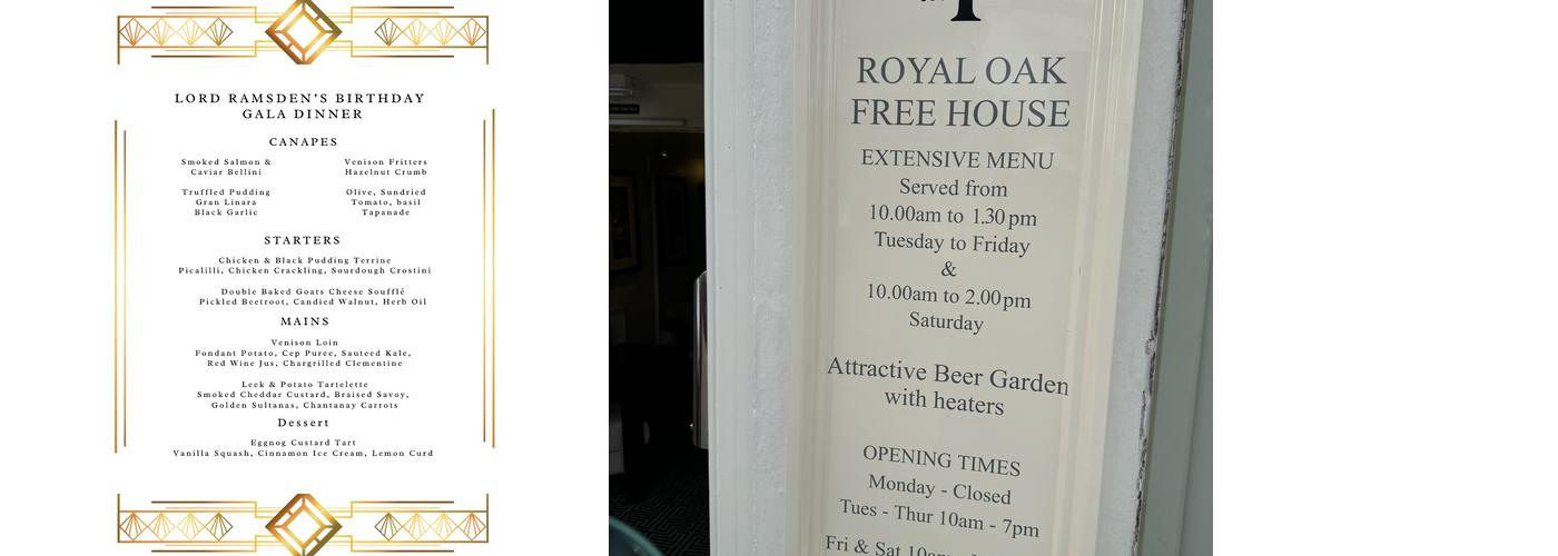 The Royal Oak Menu
