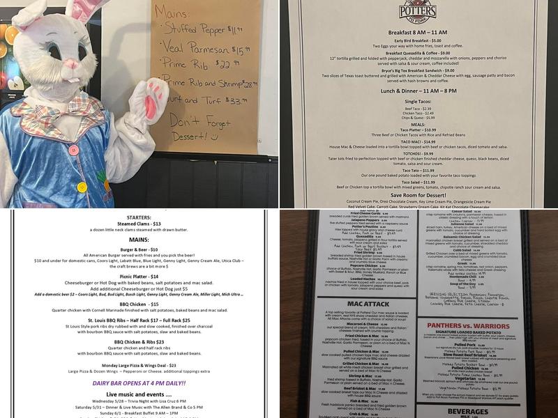 Potters Farm to Fork Menu