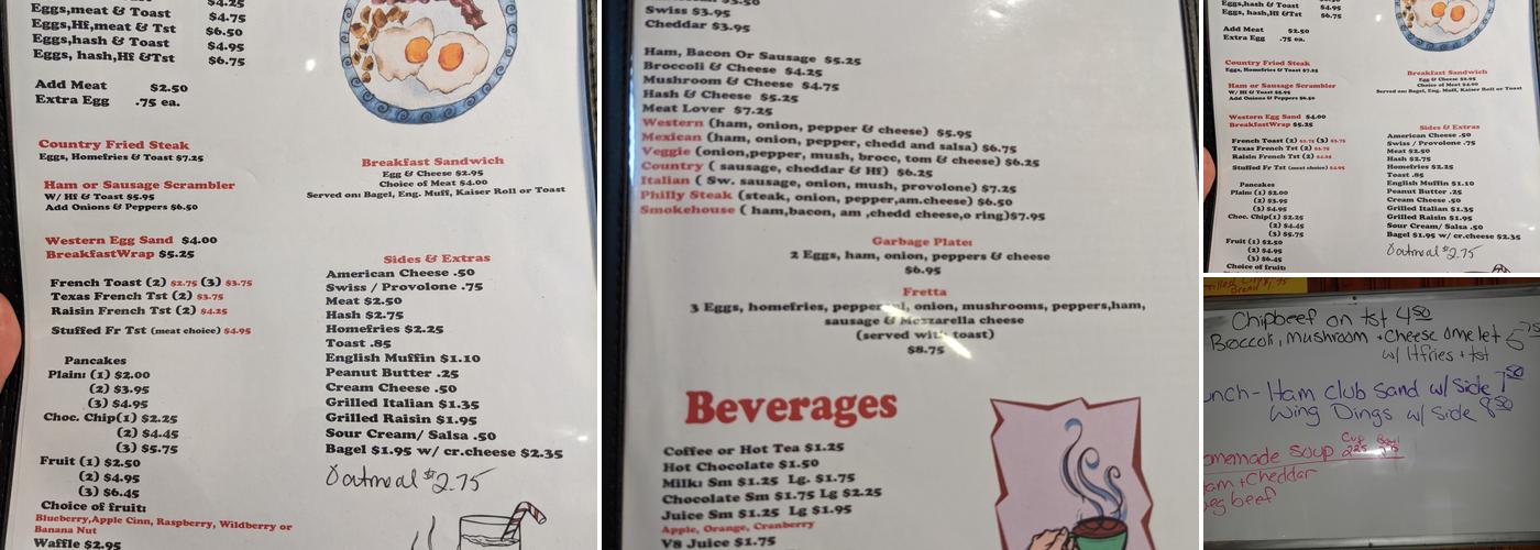 Daphine's Diner Menu