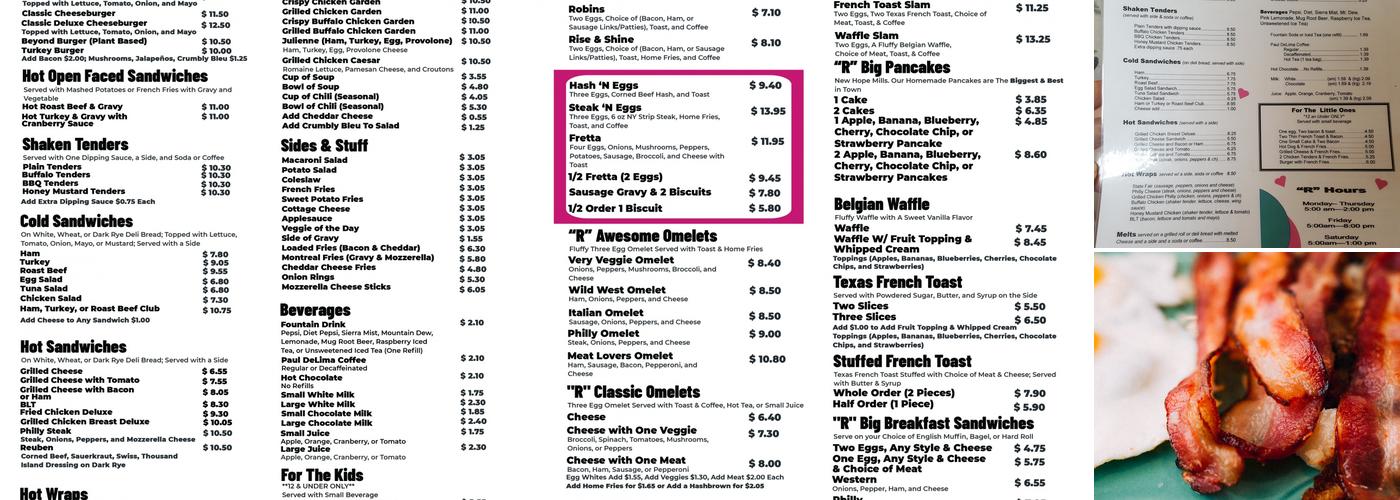 R Diner Menu