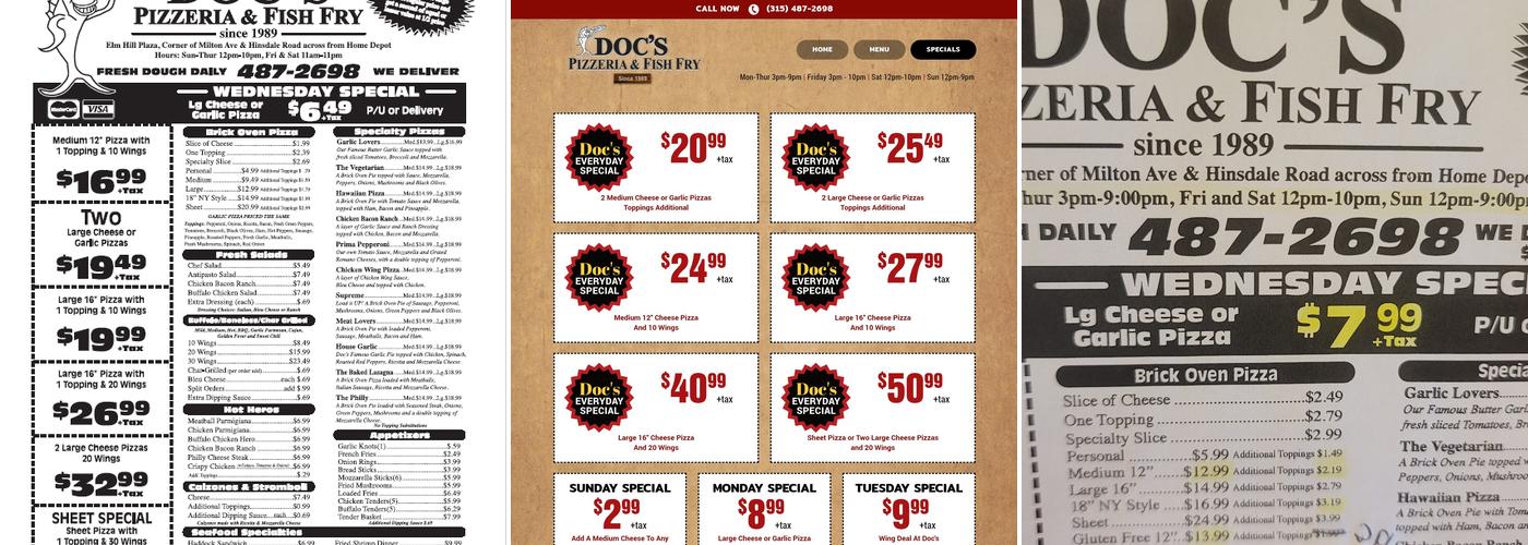 Doc's Pizzeria & Fish Fry Menu