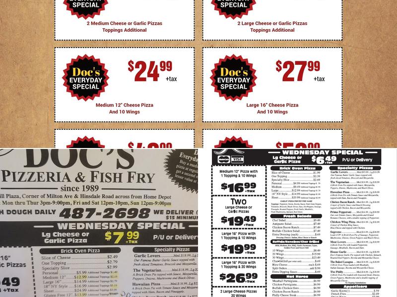 Doc's Pizzeria & Fish Fry Menu