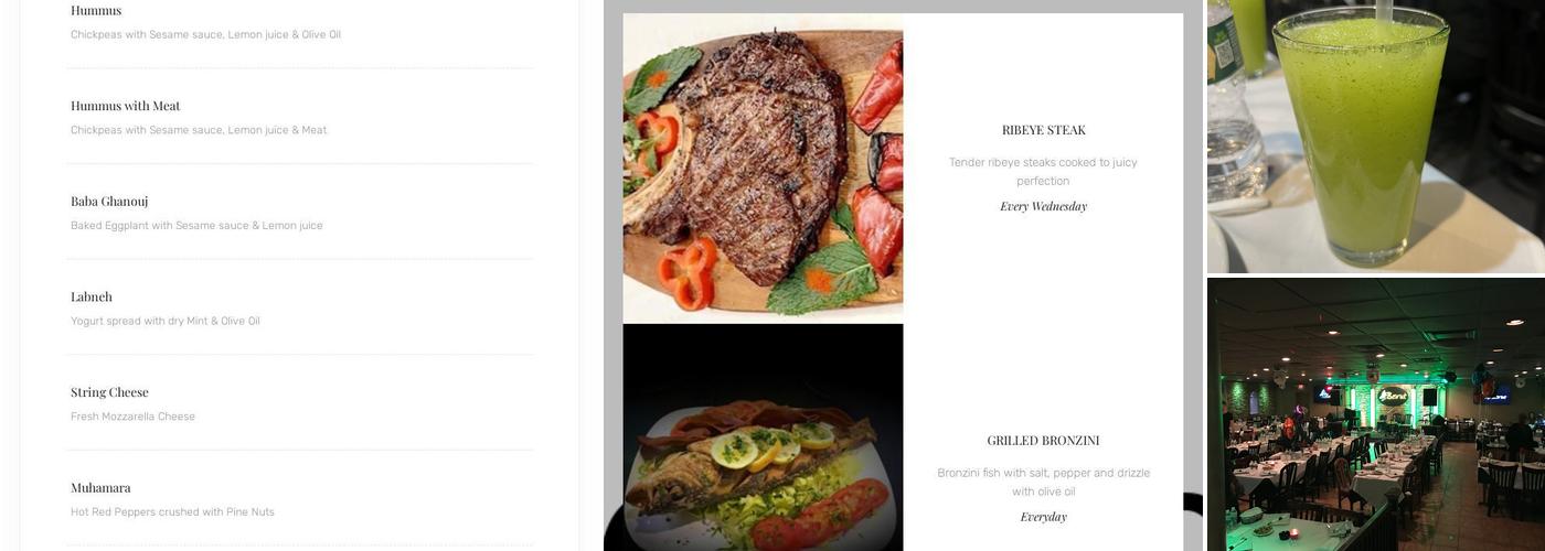 Beirut Restaurant Menu