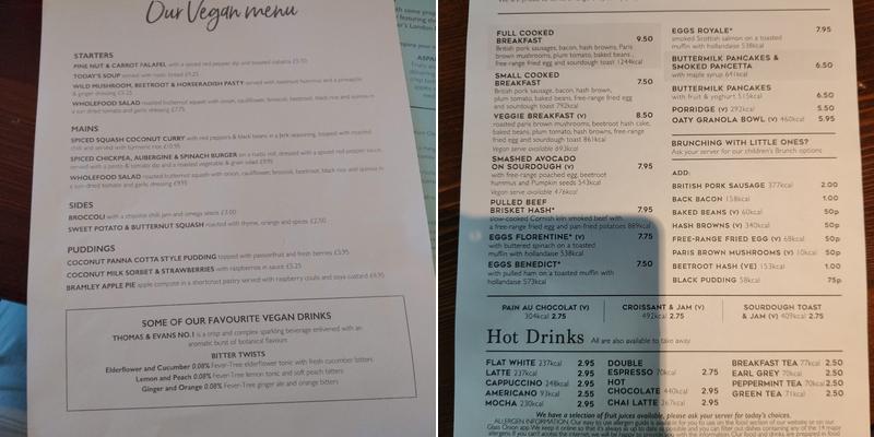 The King's Head Menu