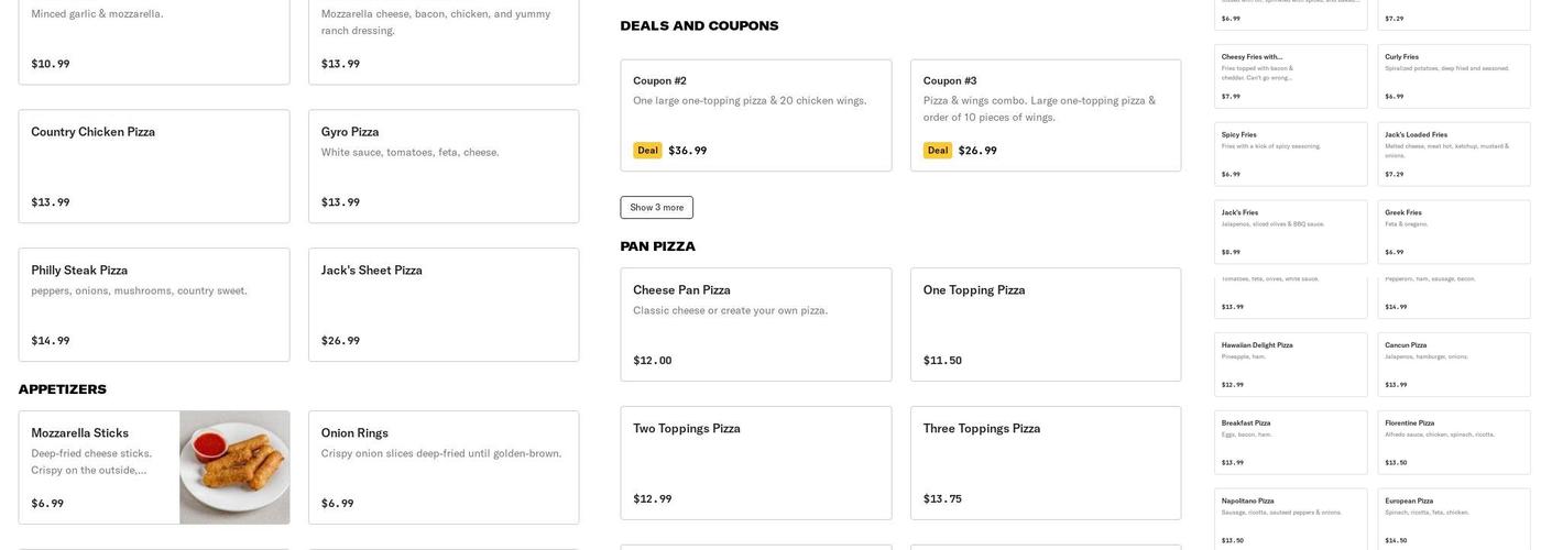 Jack'ss BBQ & Pizza Menu