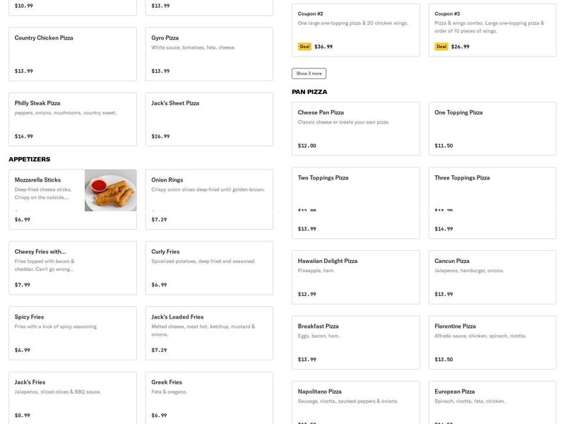 Jack'ss BBQ & Pizza Menu