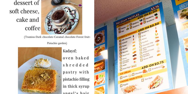 King’s Entertainment, Golf and VR Arena Menu