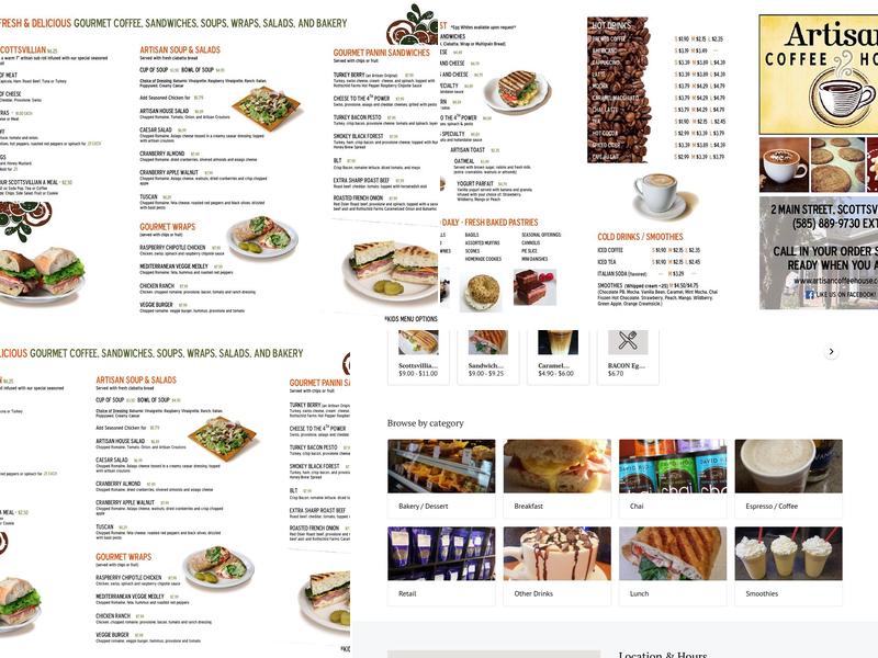 Artisan Coffeehouse of Scottsville Menu