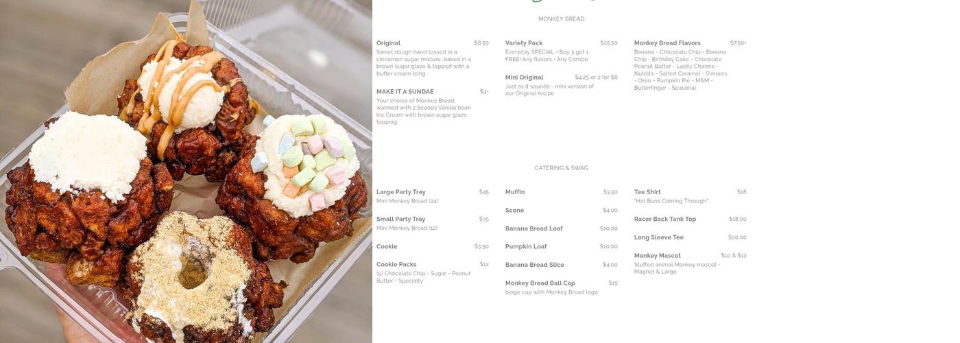 Monkey Bread Menu