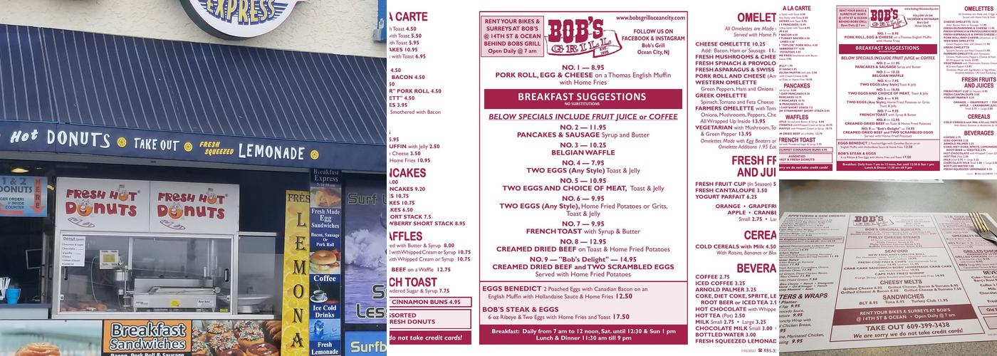 Bob's Grill, Breakfast, Lunch & Dinner Menu