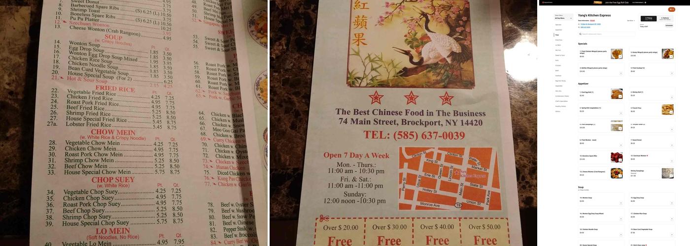 Yangs Kitchen Express Menu