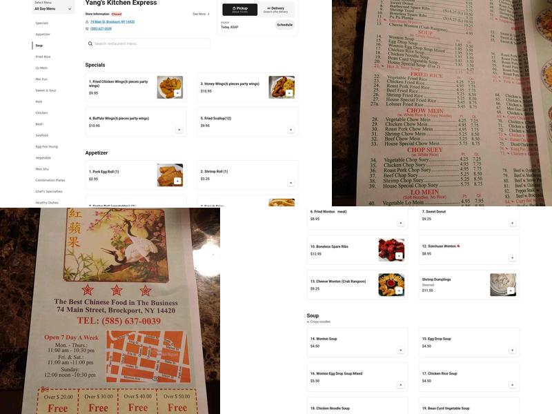 Yangs Kitchen Express Menu