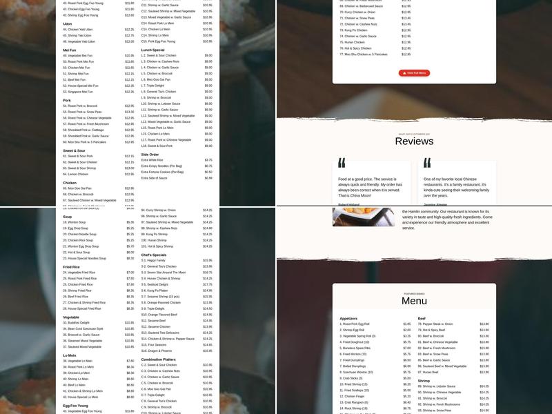 China Moon Menu