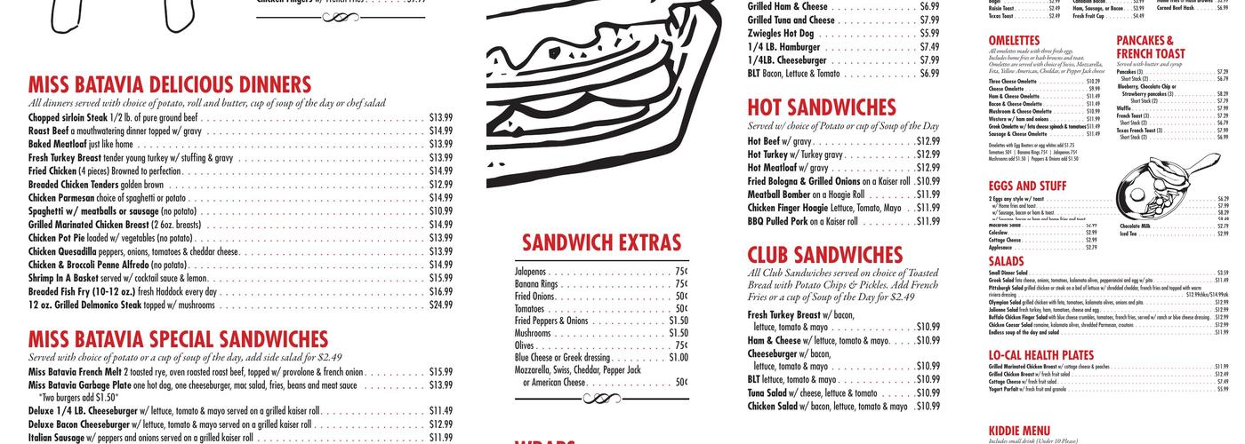 Miss Batavia Diner Menu